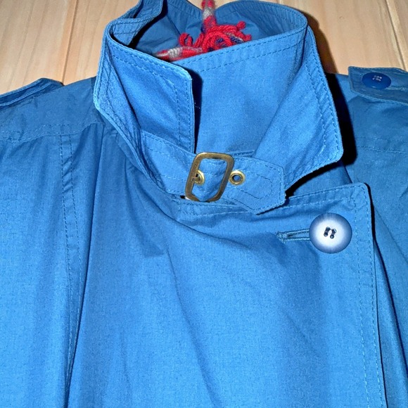 Vintage LONDON FOG Trench Coat Turquoise Blue Women's 16 Reg Belted USA - Picture 2 of 16